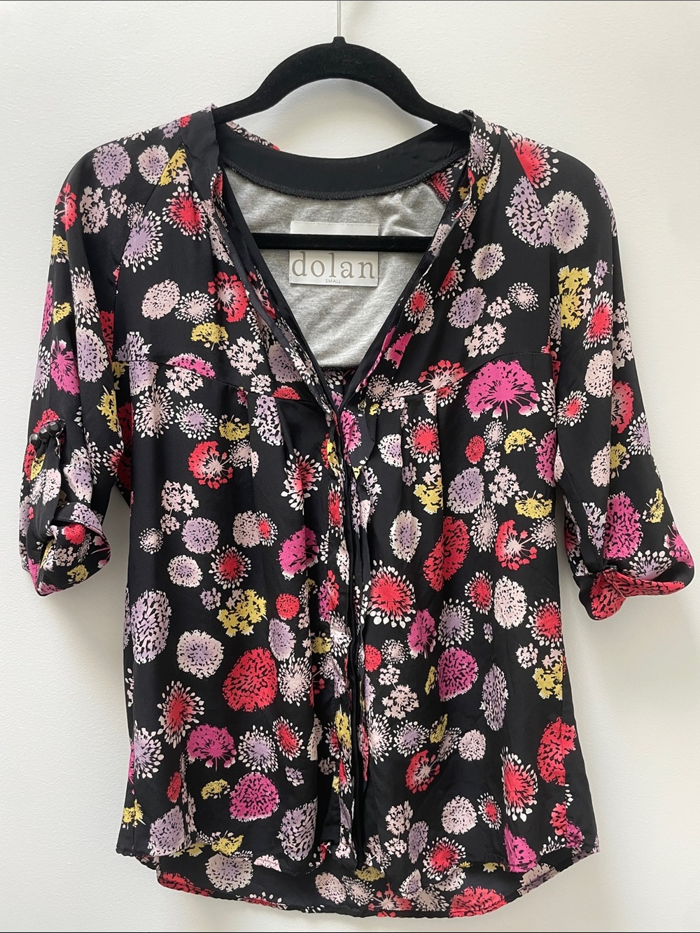 Anthropologie Dolan 100% Silk Floral Pleated Front Blouse Small